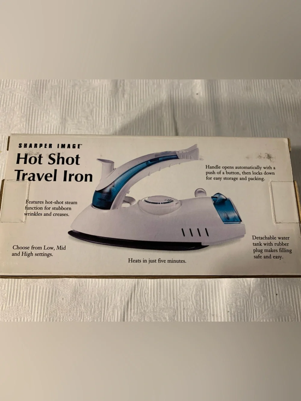 Sharper Image Travel Steam Iron - White and Teal Accents